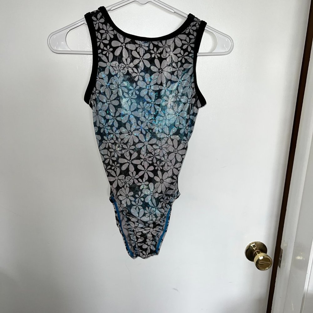Flower (floral) leotard w/ velvet trim - GK AM